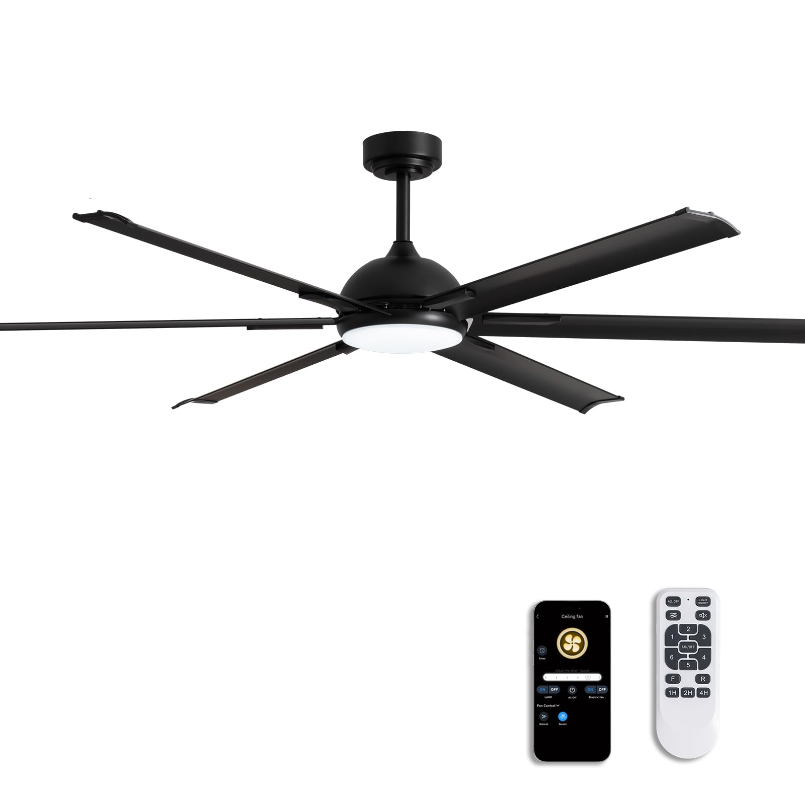 Inch Large Ceiling Fan with 6 Aluminum Blades, 6-Speed, 3-CCT, Turbo DC Motor,