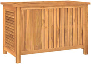 Outdoor Patio Storage Box - Solid Teak Wood Construction - Louvre Design