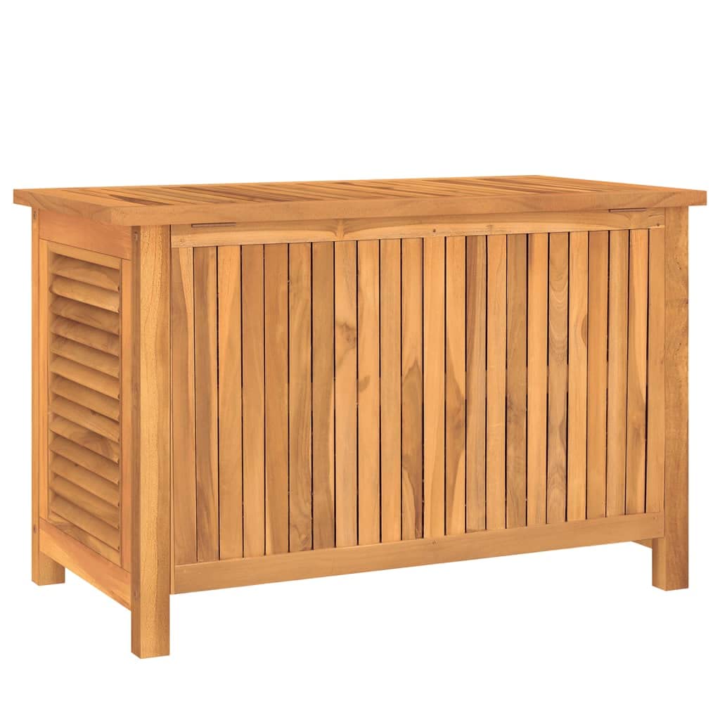 Outdoor Patio Storage Box - Solid Teak Wood Construction - Louvre Design