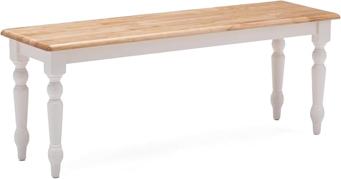 Farmhouse Bench, White/Natural 14 x 48 x 18