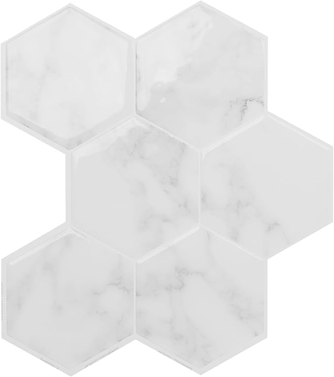Peel and Stick Backsplash - 5 Sheets of 10.61" x 9.56" - 3D Adhesive Peel and Stick