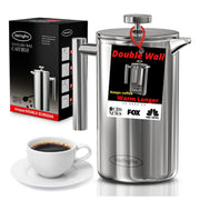 French Press Coffee Maker (1.75L)-Double Walled Large Coffee Press with 2 Extra