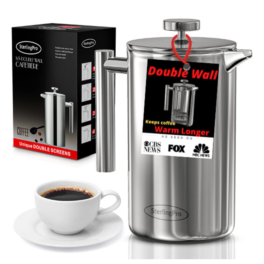 French Press Coffee Maker (1.5L)-Double Walled Large Coffee Press