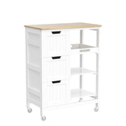 Kitchen Island Cart on Wheels with Bamboo Countertop