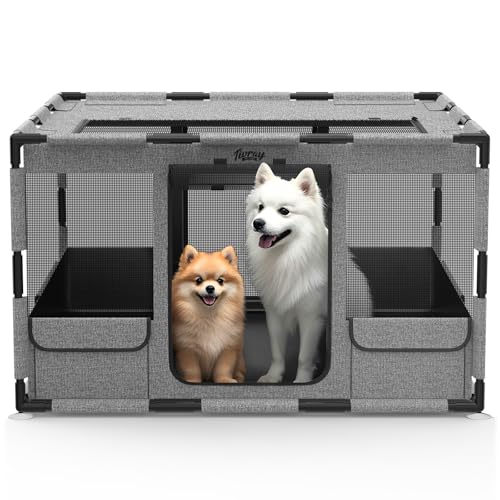 Dog Playpen, 43x43x26 Inches Puppy Playpen Portable with Top Cover