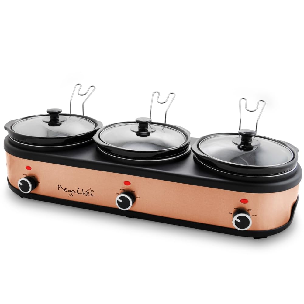 2.5 Quart Slow Cooker and Buffet Server in Brushed Copper and Black Finish
