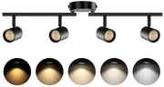 5-Color 4 Light Black LED Track Lighting Fixtures Ceiling for Kitchen