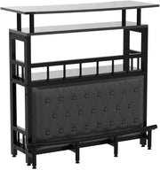 Home Bar Unit for Liquor, 44-Inch Bar Height Table with Storage, Black
