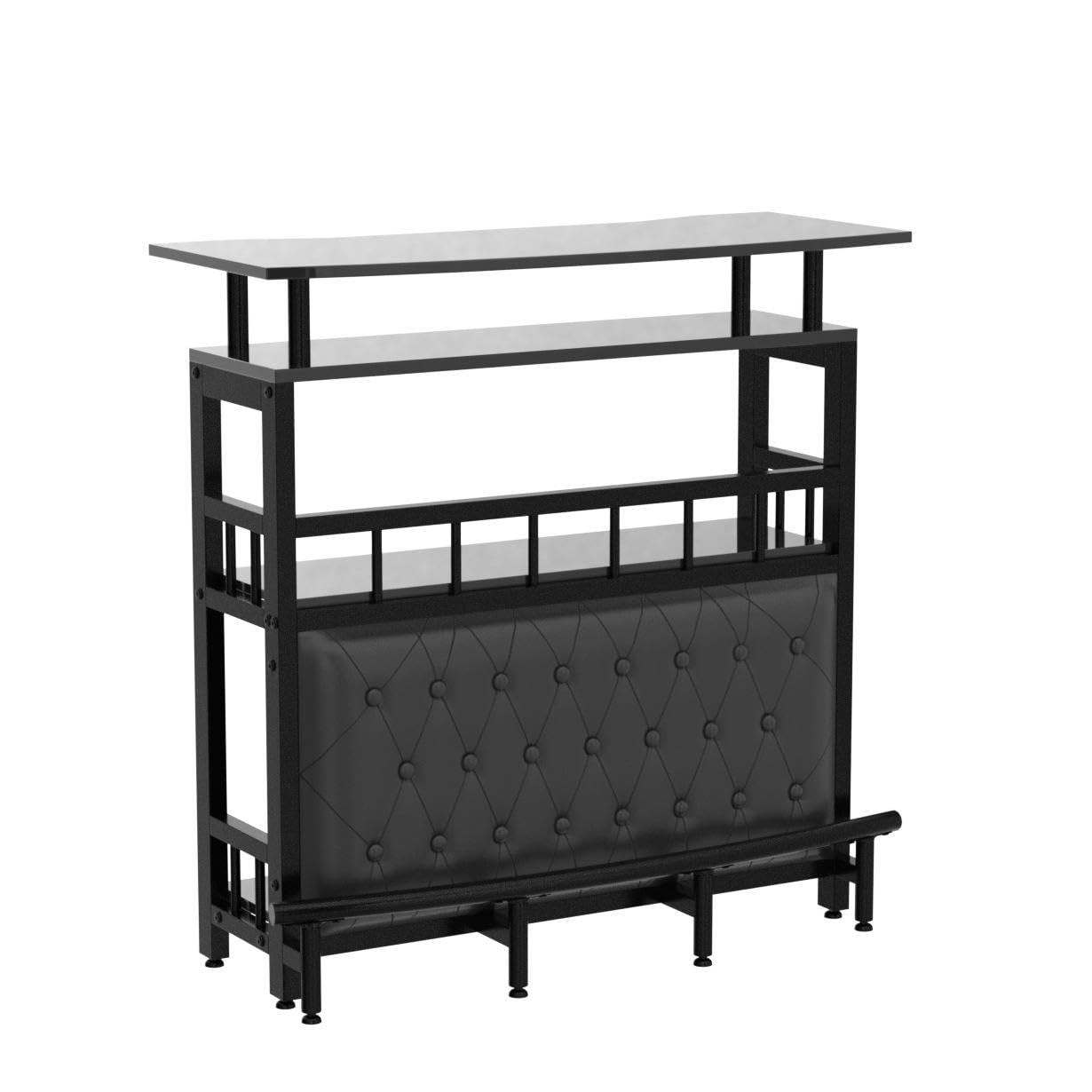 Home Bar Unit for Liquor, 44-Inch Bar Height Table with Storage, Black
