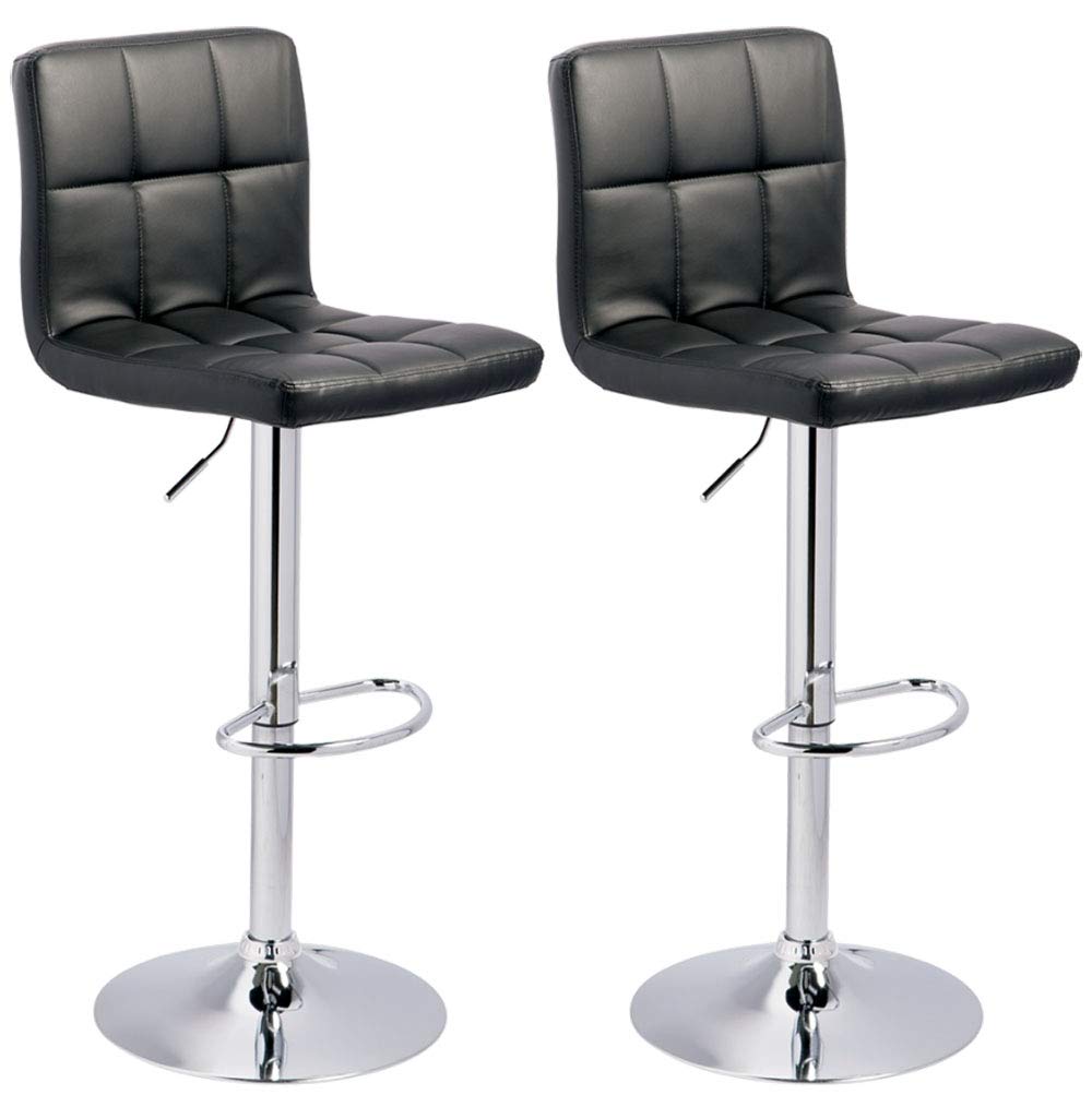Bellatier Adjustable Height Swivel Bar Stool, 2 Count, Black & Chrome Finish