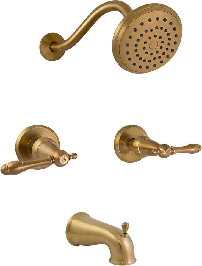 Bath and Shower Trim Kit with Valve, Dual-Handle, High-Pressure Shower Head