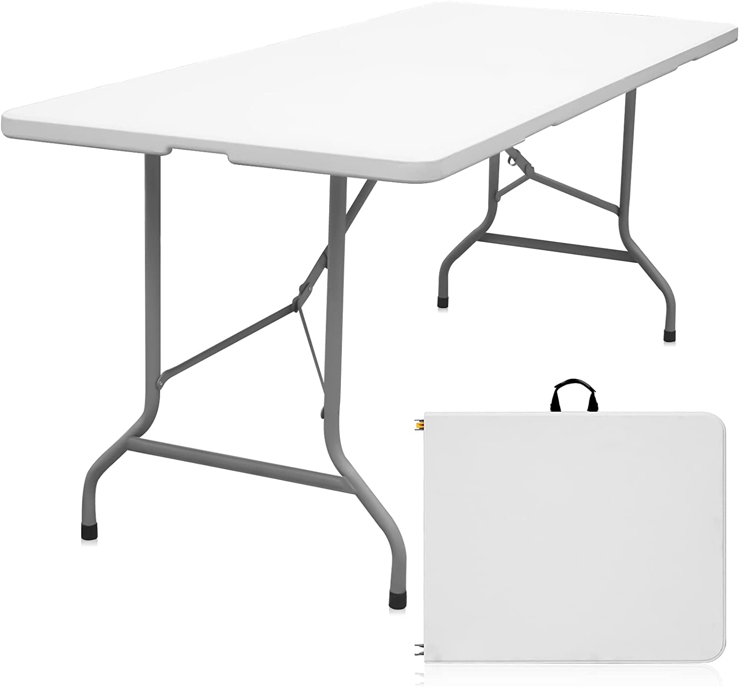Folding Table 6ft Portable Heavy Duty Plastic Fold-in-Half Utility Foldable