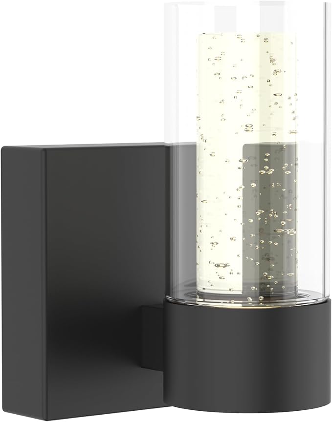 Modern 4-Light Vanity Light Fixture, Integrated Led and Premium Bubble Glass, for Bathroom