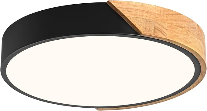 Modern Dimmable White Flush Mount Ceiling Light Wood Close to Ceiling Lights