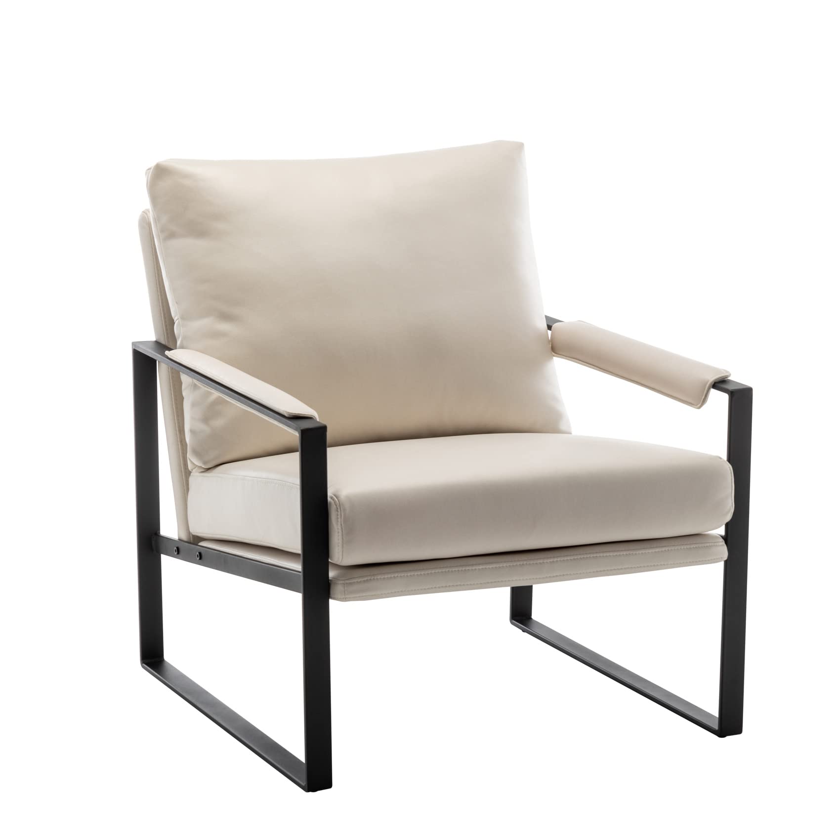 Faux Leather Metal Frame Accent Chair - Modern Accent Chairs for Living Room