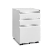 Home Office, Lockable 3 Drawer Filing Cabinet with Wheels