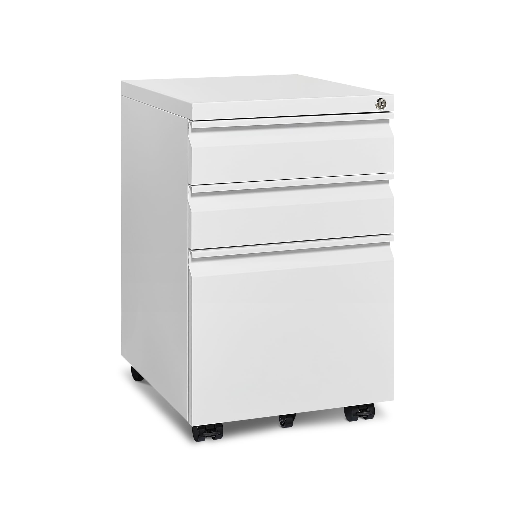 Home Office, Lockable 3 Drawer Filing Cabinet with Wheels