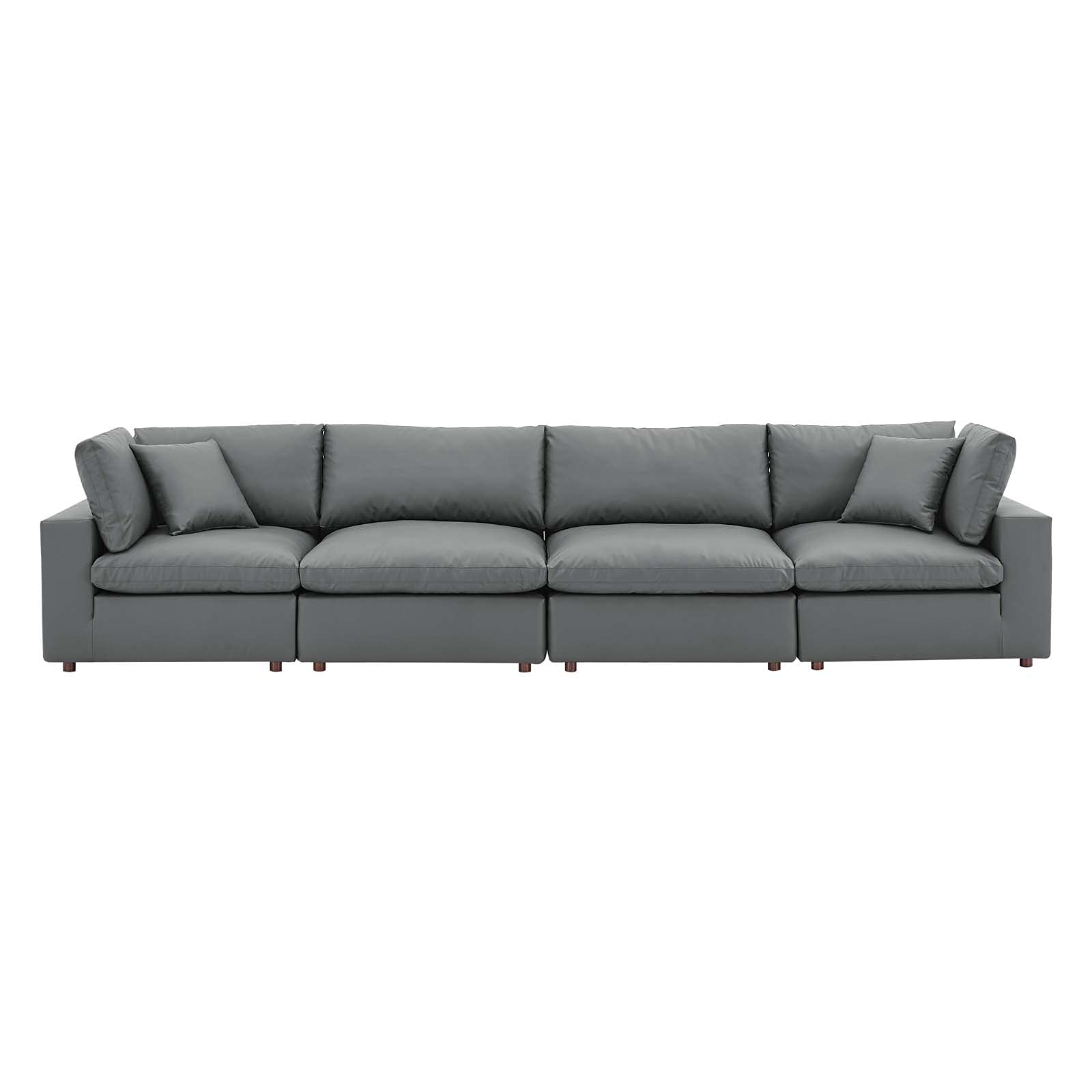 Commix Down-Filled Overstuffed Vegan Leather 4-Seater Sofa