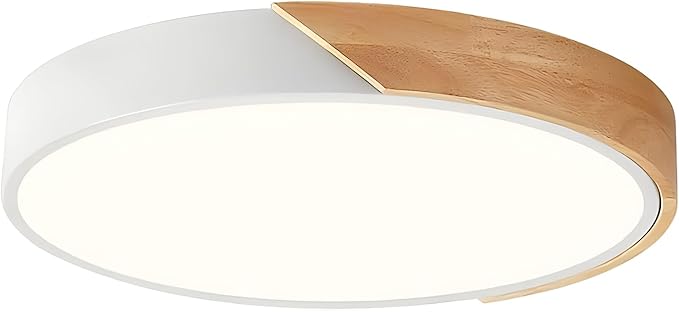 Modern Dimmable White Flush Mount Ceiling Light Wood Close to Ceiling Lights