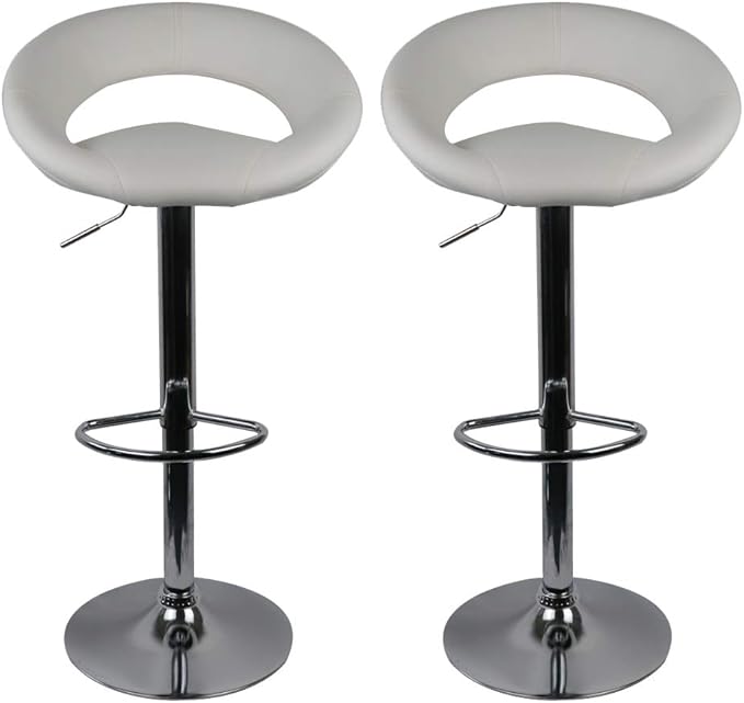 Bar Stools, Set of 2 Faux Leather Counter Height Bar Stools Adjustable Swivel