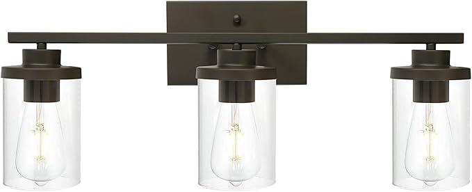 Farmhouse Vanity Lighting Fixtures Oil Rubbed Bronze 6 Light with Glass Shade Bathroom