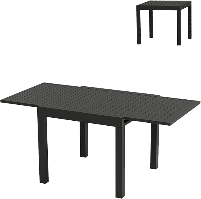 Expandable Patio Table, Extendable Outdoor Dining Table Set for 4-6 Persons