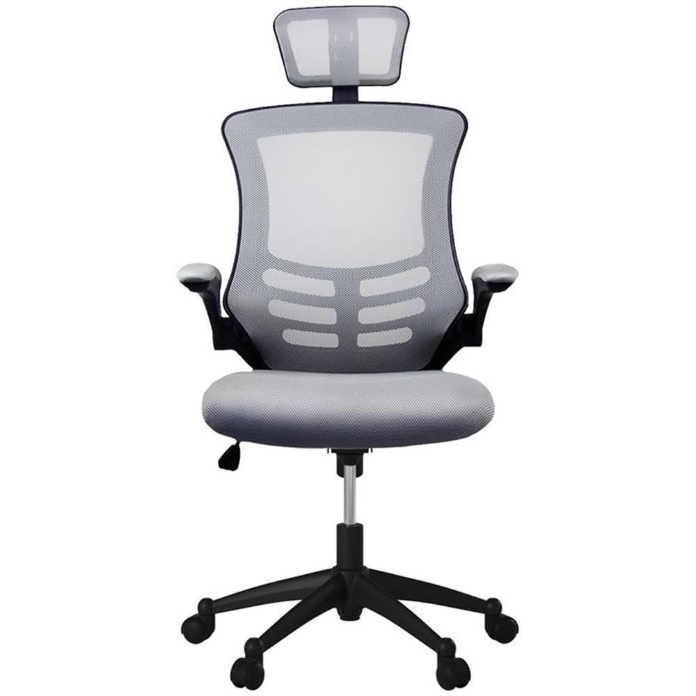Executive High Back Office Chair w/Headrest in Silver Gray Fabric