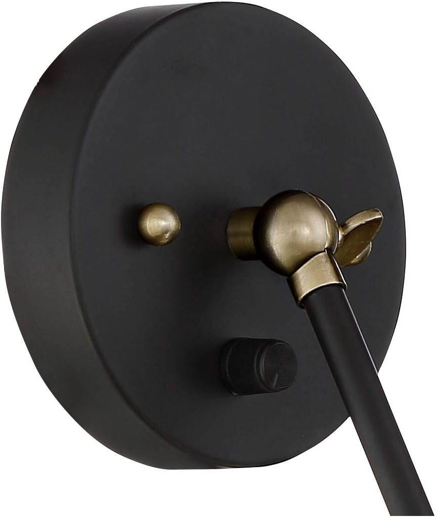 Modern Indoor Adjustable Swing Arm Wall Lamp with Cord Set of 2 Black Antique