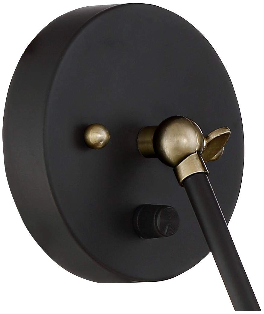 Modern Indoor Adjustable Swing Arm Wall Lamp with Cord Set of 2 Black Antique