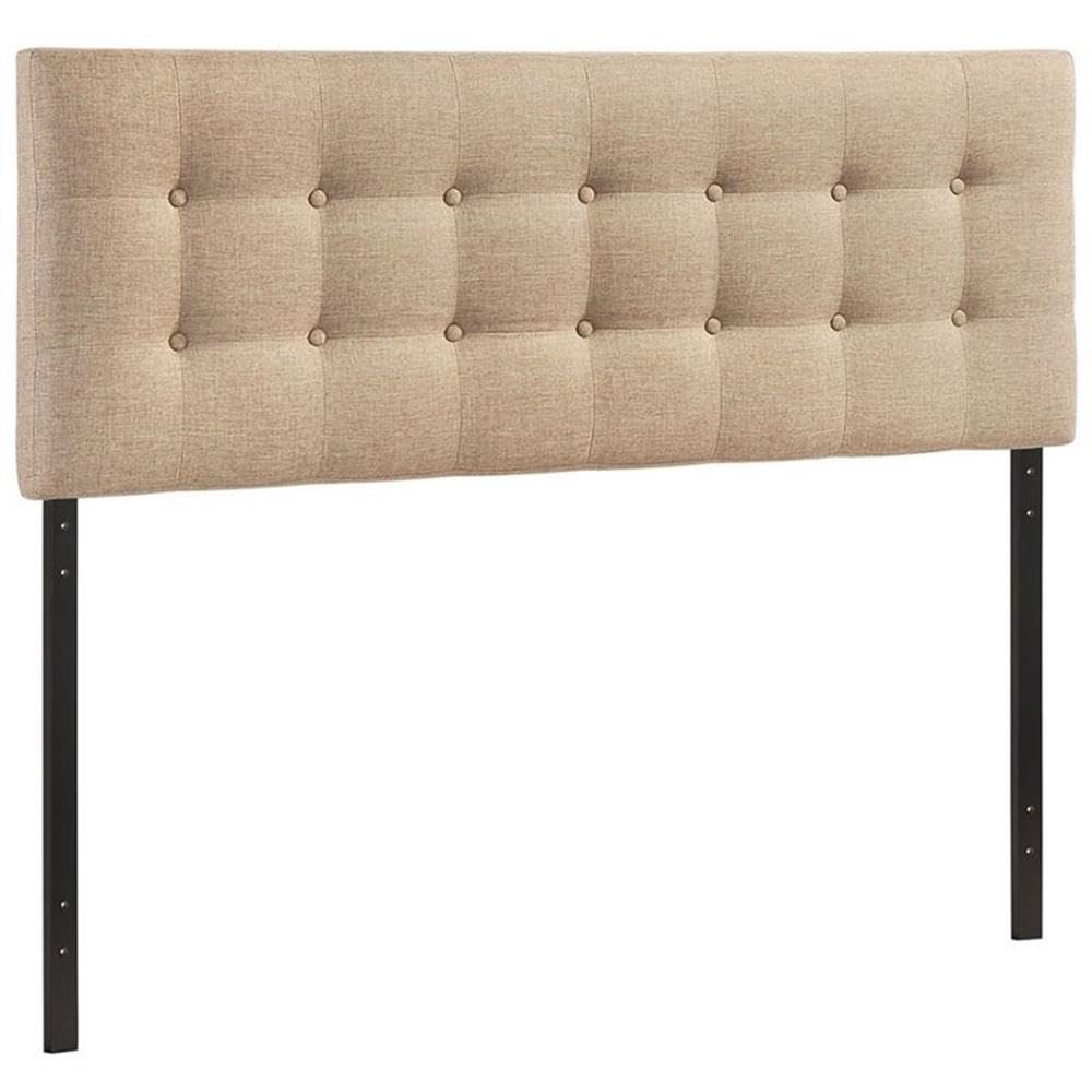 Modern Fabric Upholstered King Panel Headboard in Beige