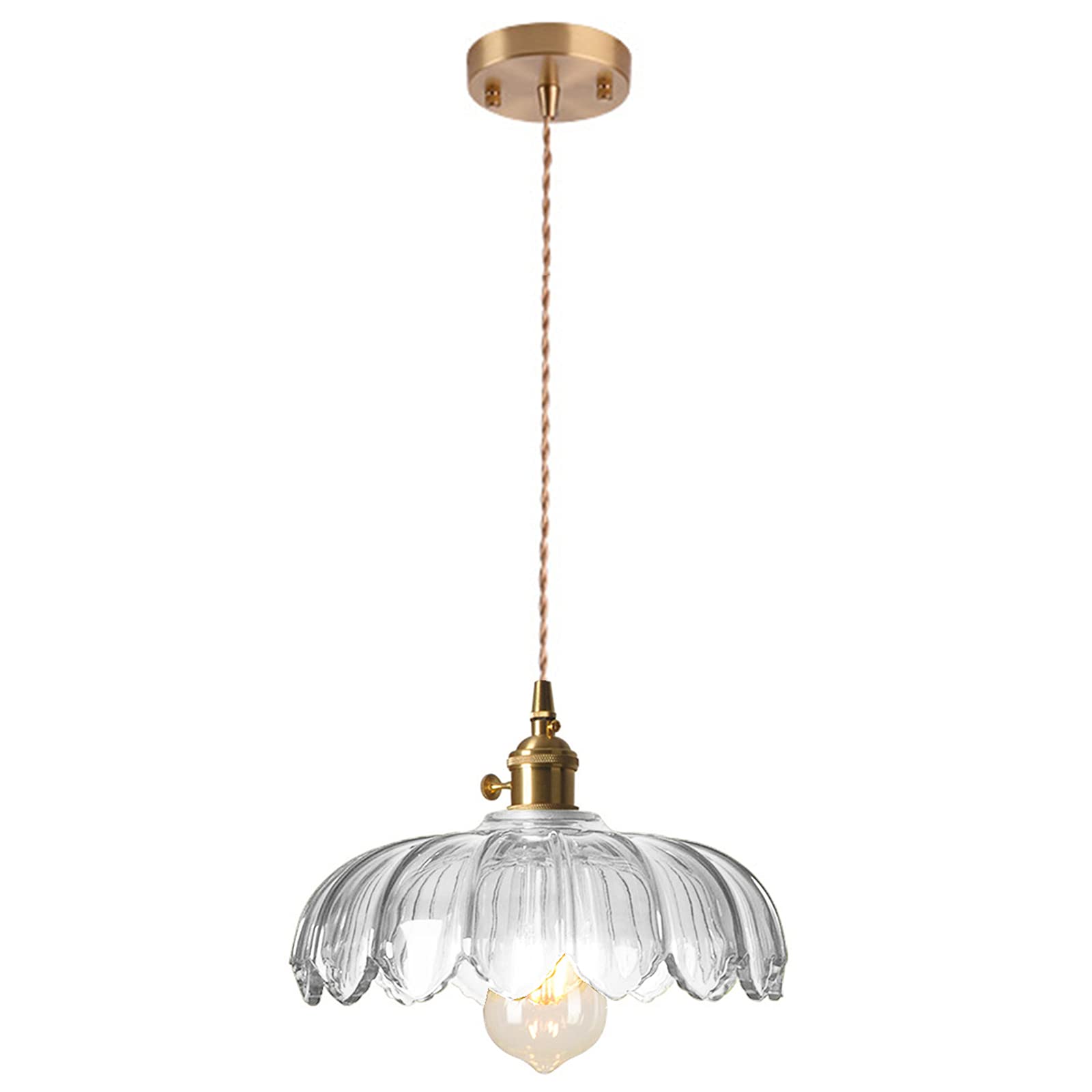 Industrial Vintage Pendant Lighting Fixture Glass Lotus Lamp Shade Farmhouse Pendant