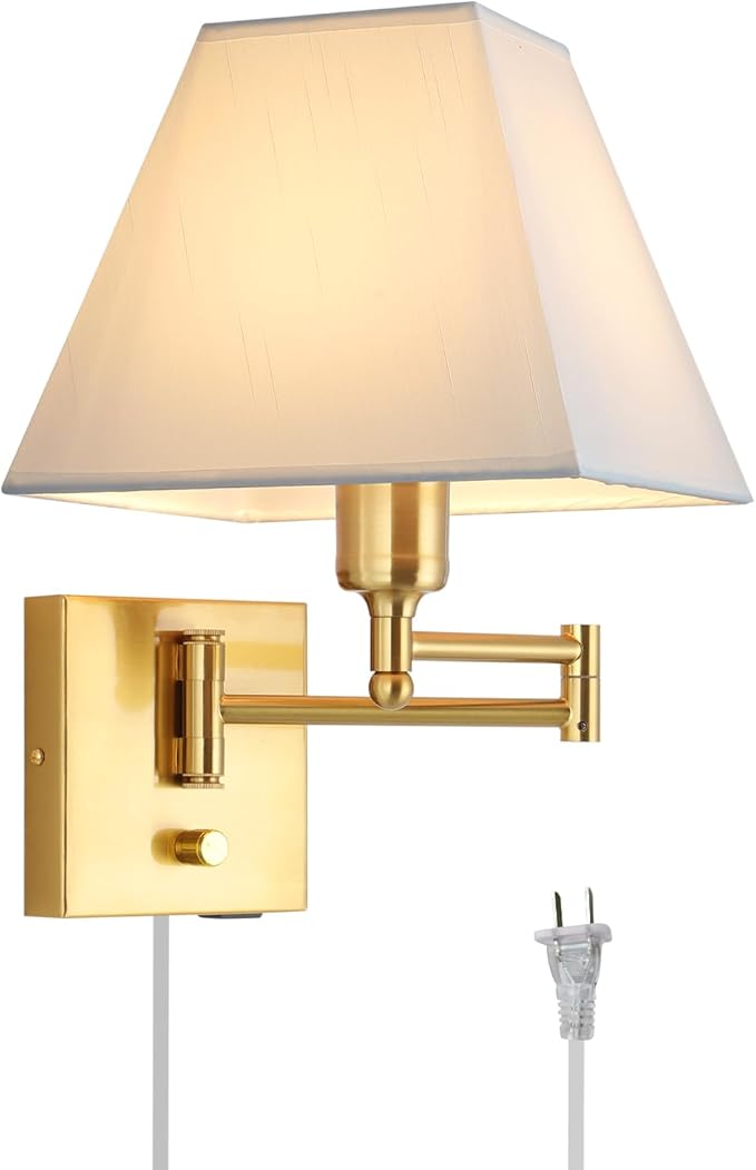 Plug in Wall Light,Swing Arm Wall Sconces with USB Port and Outlet