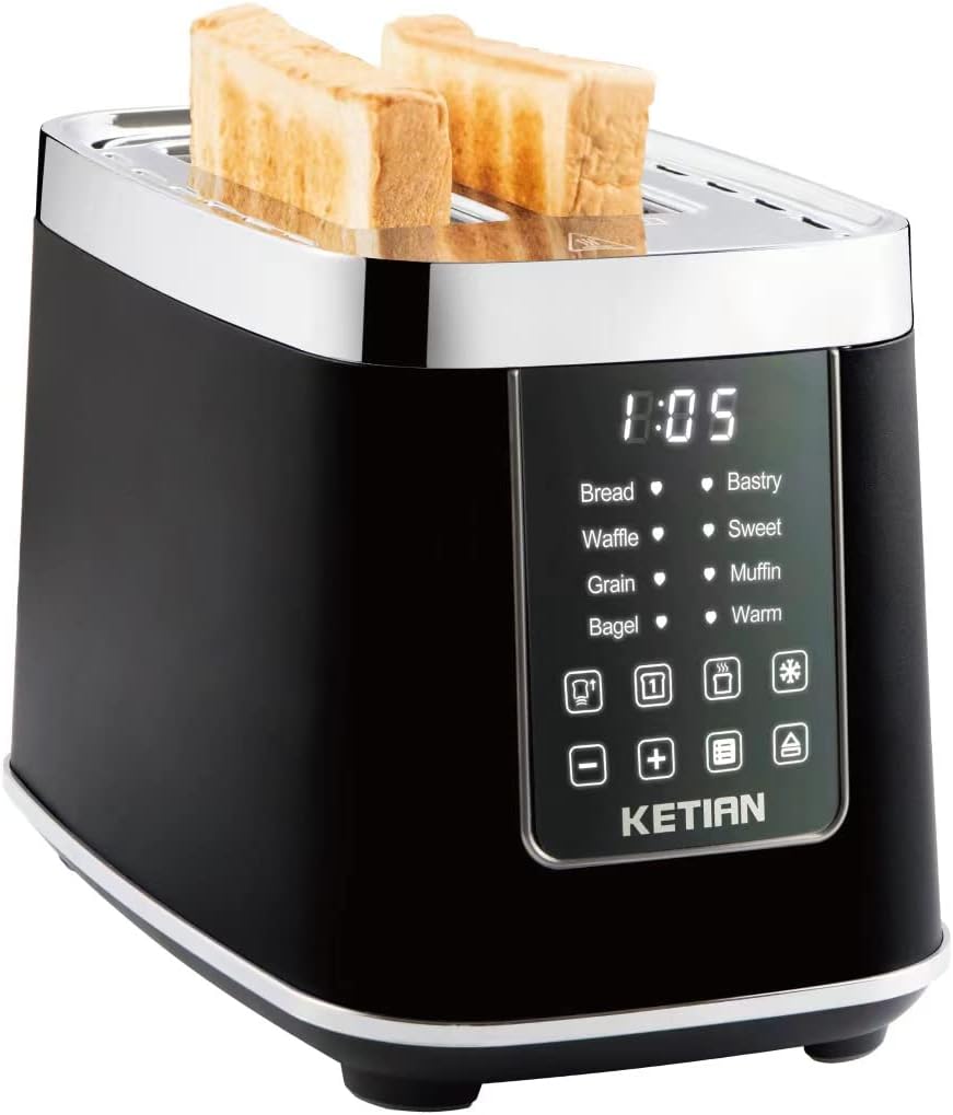 Smart Toaster Touchscreen, KETIAN Automatic Electric Digital Toaster 2 Slice