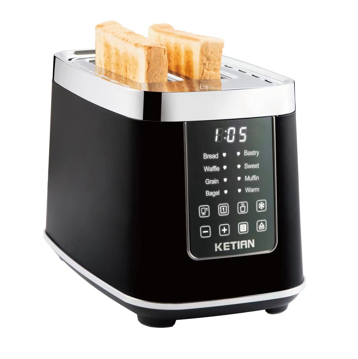Smart Toaster Touchscreen, KETIAN Automatic Electric Digital Toaster 2 Slice