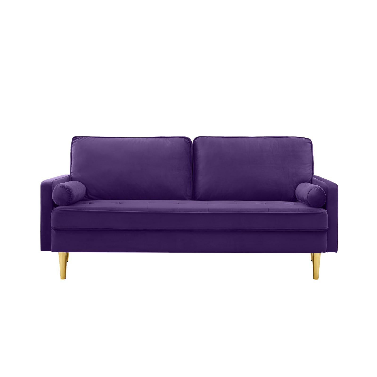 67'' Velvet Sofa Bed, Modern Loveseat with Gold Metal Legs and 2 Bolster Pillows