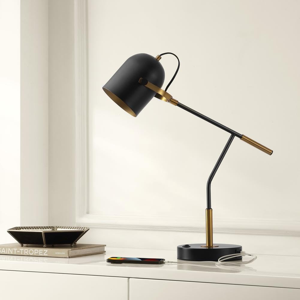 Lighting Collection Mulaney Modern Black/Brass 22-inch Task Desk Table Lamp