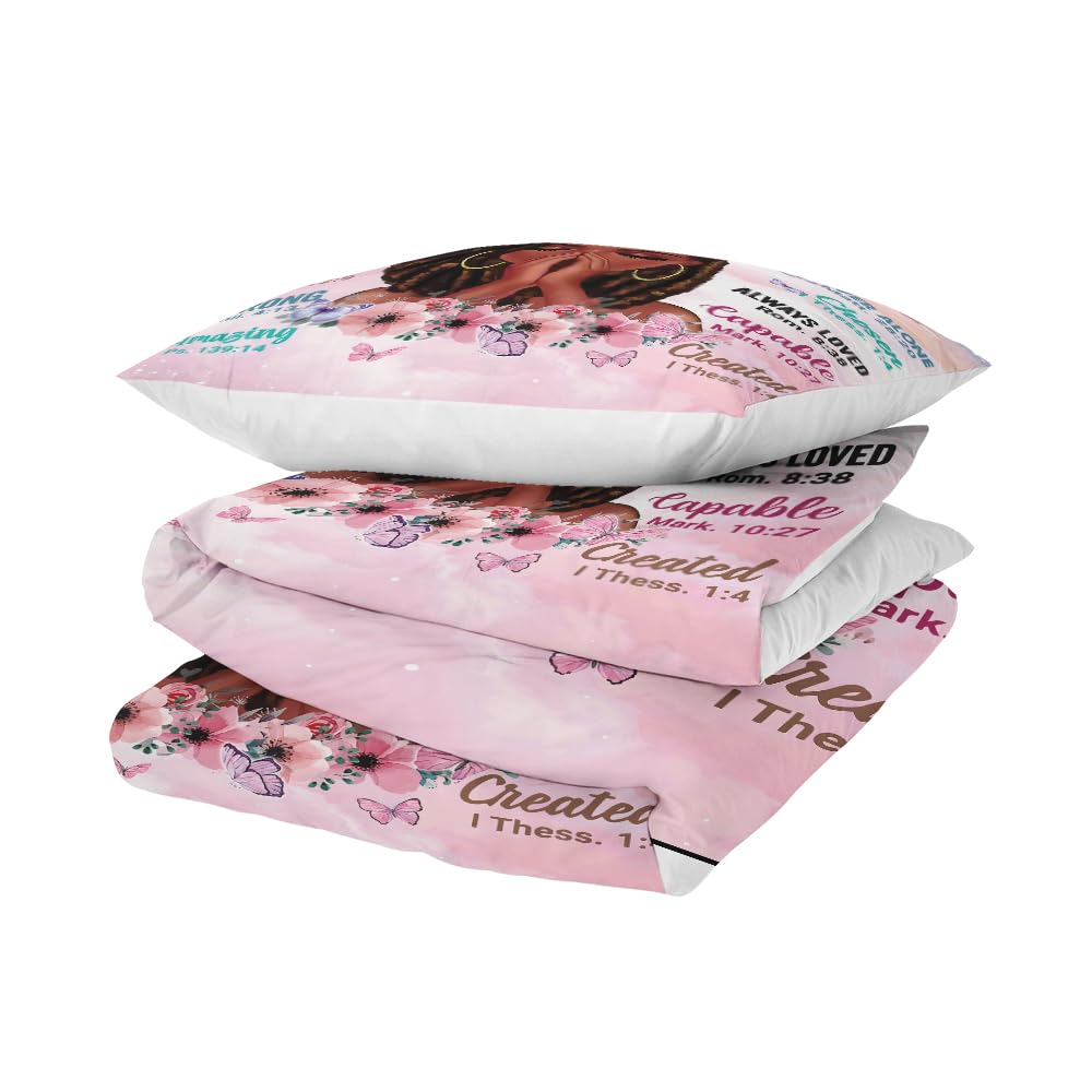 Kids Comforter Sets Full Size, Prayer Girl and African American Girl Inspirational