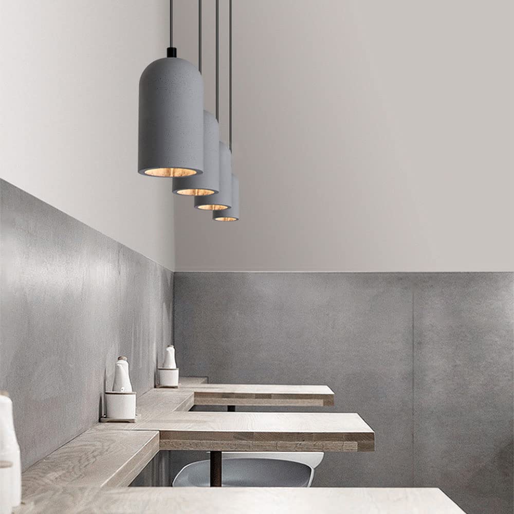 Modern Mini Pendant Light Gray Finish Cement Hanging Light Creative Bell Shape Shade