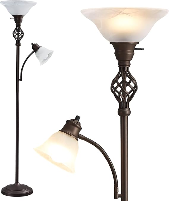 Torchiere Floor Lamp for Living Room, LED Standing Reading Light for Bedroom