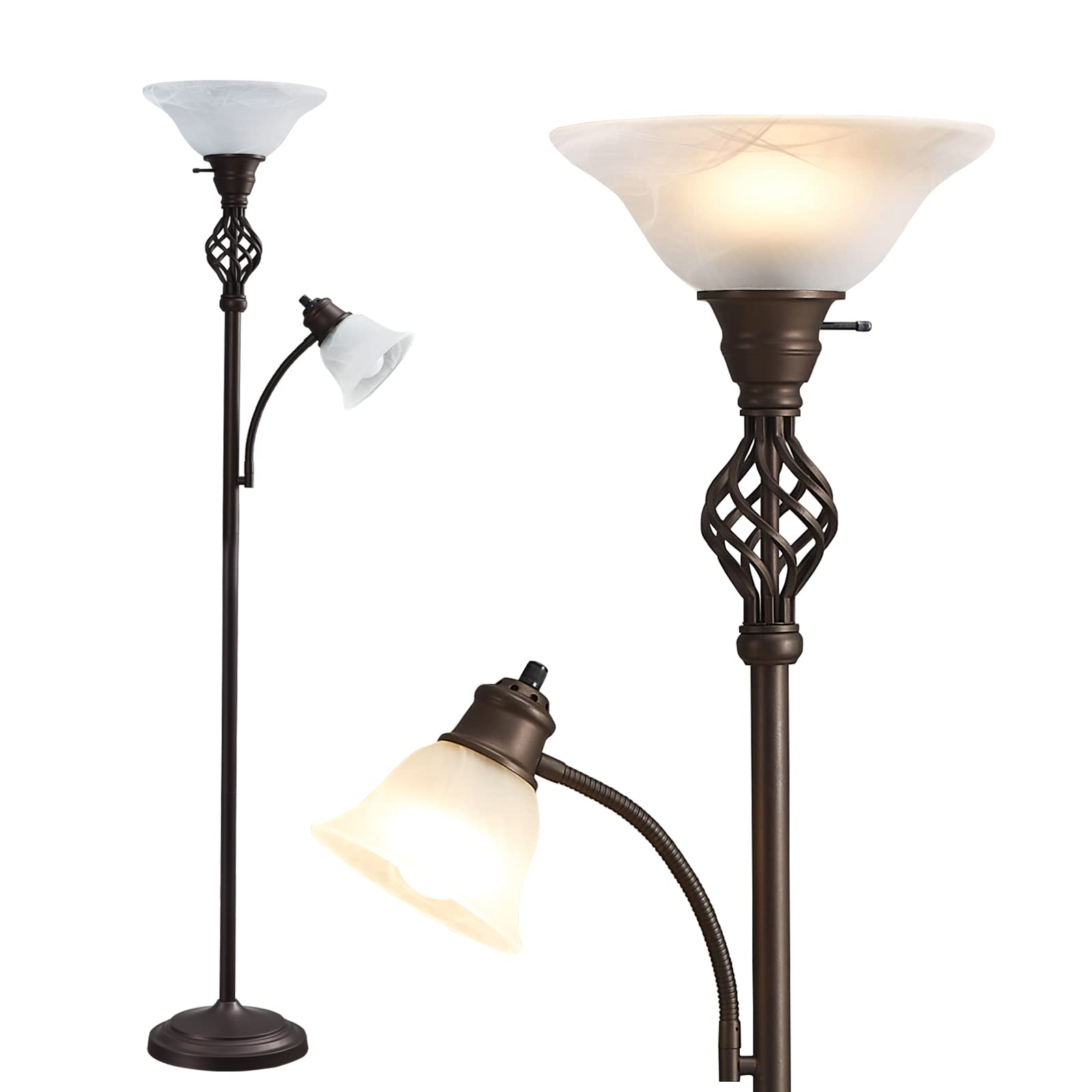 Torchiere Floor Lamp for Living Room, LED Standing Reading Light for Bedroom