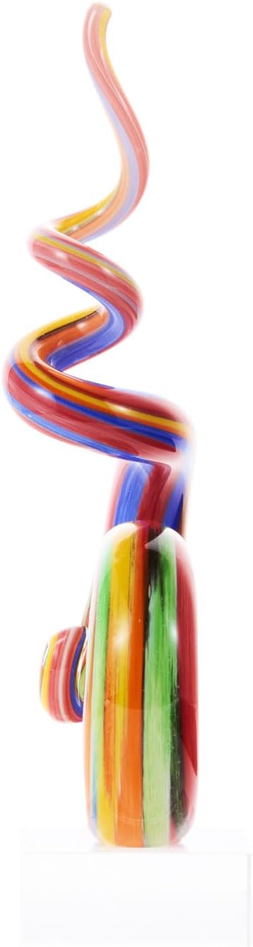 Blown Abstract Rainbow Swirl Sommerso Art Glass Sculpture for Home Decor