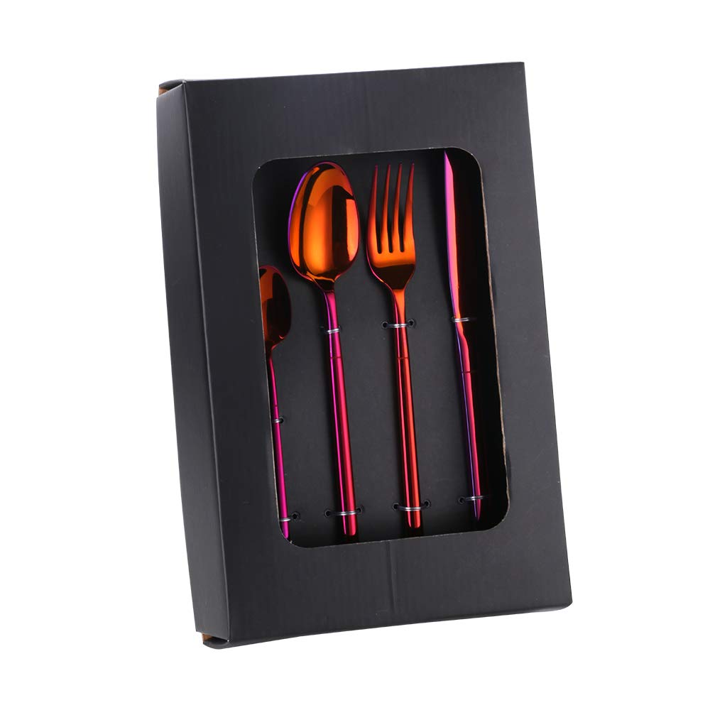 20-Piece Silverware Set, Orange Flatware Cutlery Set