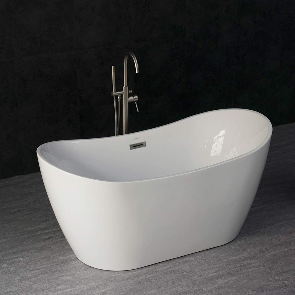 59" Acrylic Freestanding Bathtub Contemporary Soaking Tub