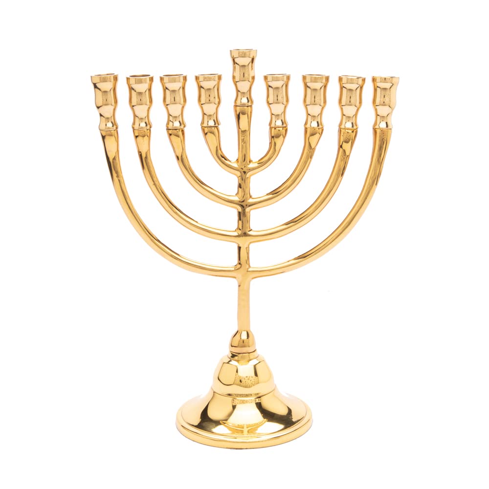 Classic Bronze Hanukkah Menorah - 8.5"x7" - Elegant Judaica Gift