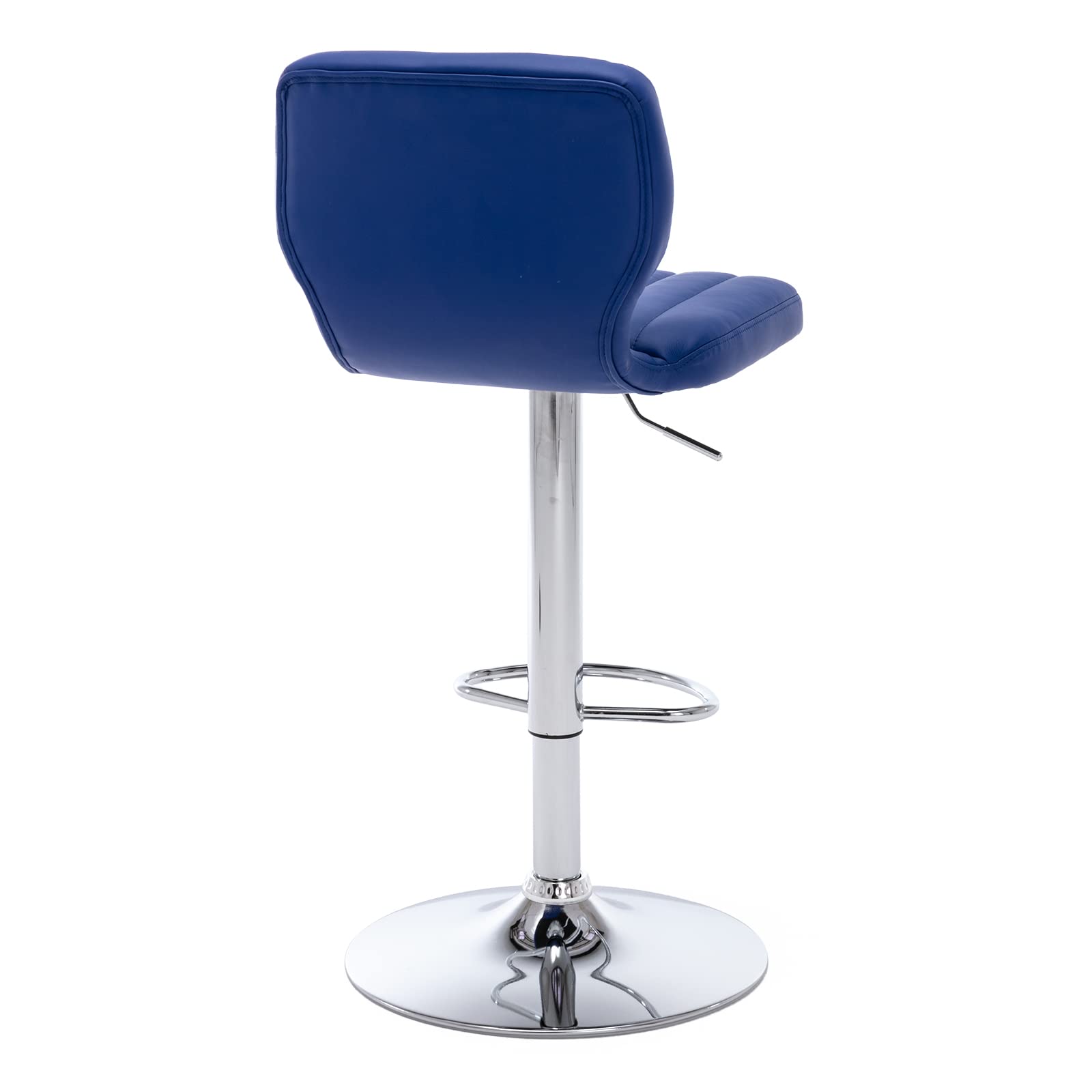 Brage Living Adjustable Bar Stools Set of 2, Modern PU Leather Swivel Barstools with Back, Armless Airlift Counter Height Bar Chairs for Kitchen Dining Pub Cafe (Blue)