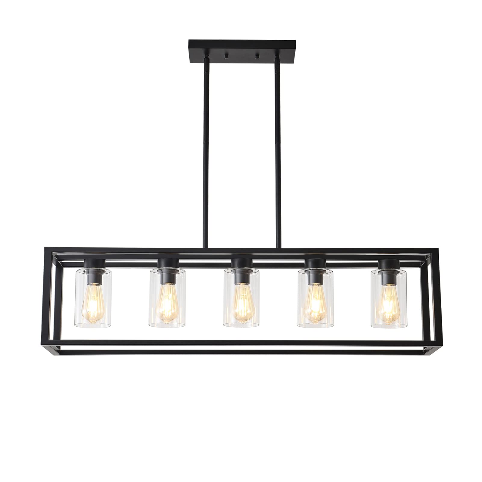 Farmhouse Dining Room Light Fixture Kitchen Island Pendant Lighting Rectangle Black Dining