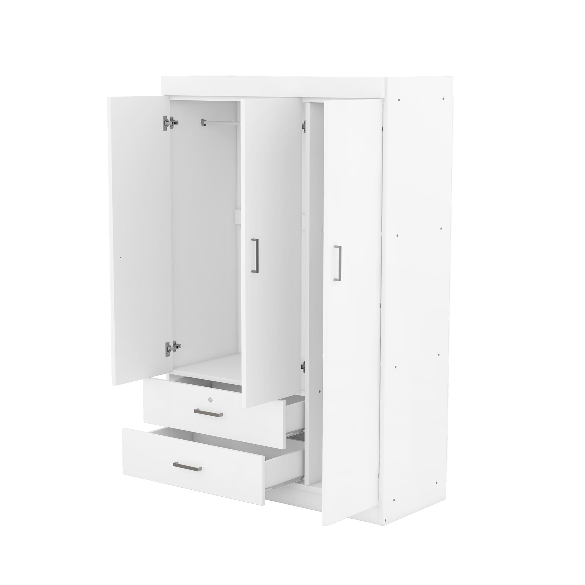 3 Door Wardrobe Closet, Large Freestanding Armoire