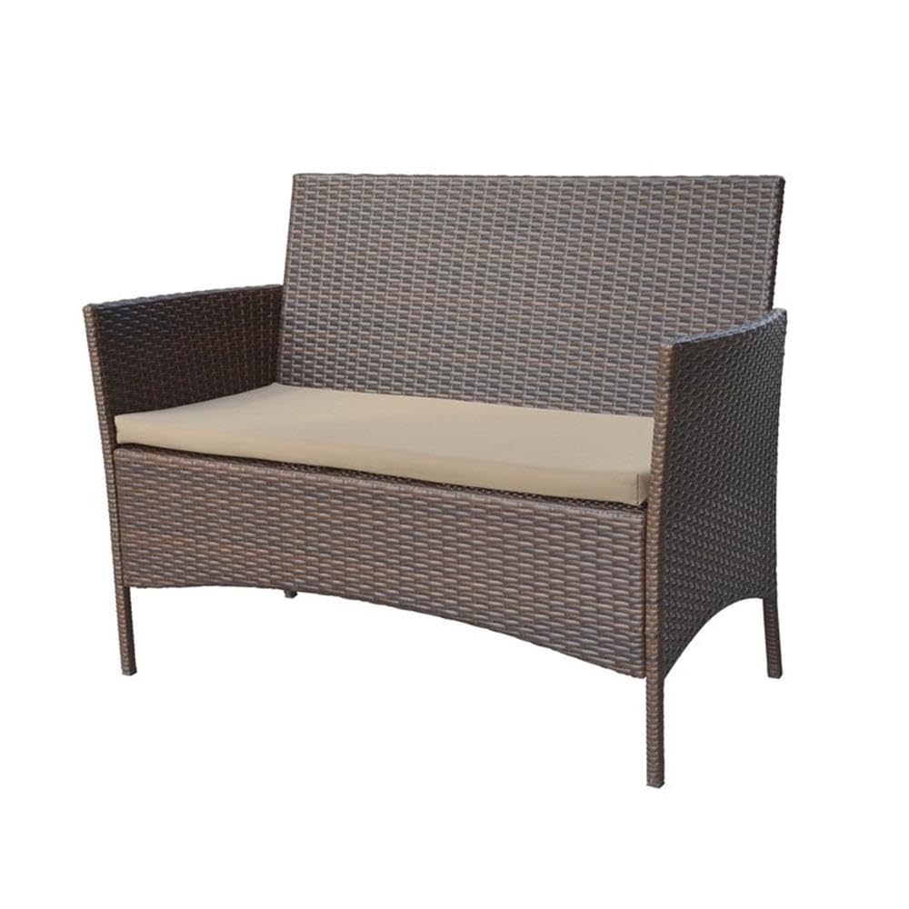 W00609-E Conor 4PC Steel Esprsso Resin Wicker Patio Conversation Set