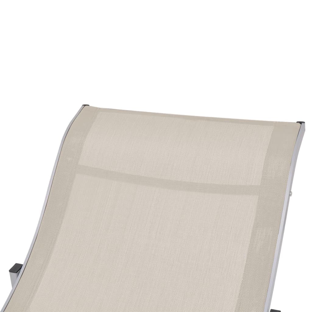 Sun Loungers 2 pcs Cream Textilene