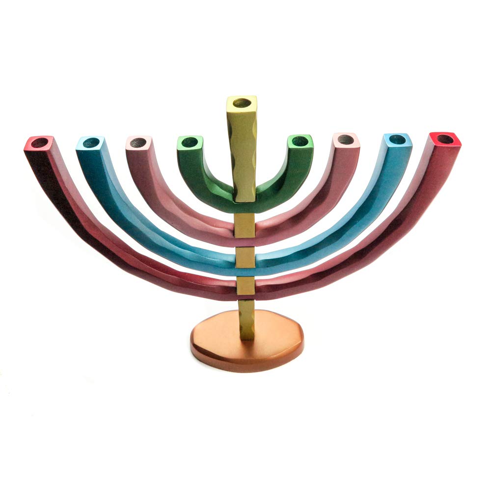 Yair Emanuel Anodized Aluminum Hanukkah Menorah with Bright Colors